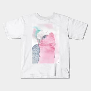 galah cockatoo pink watercolor portrait Kids T-Shirt